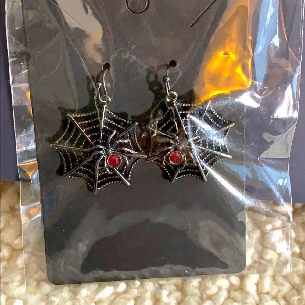 Spider Spiderweb Earrings Black Widow
